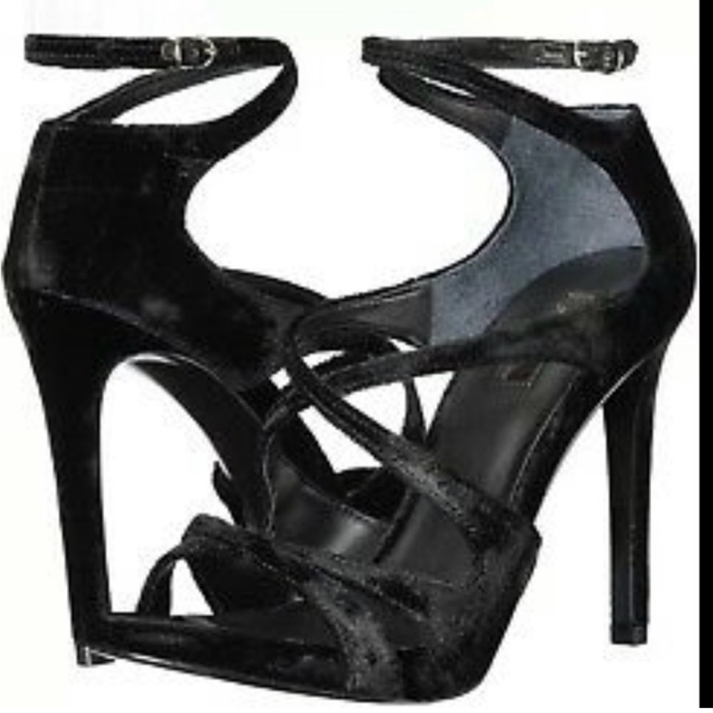 Guess Black Velvet Strappy Heels